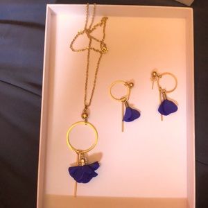 Royal blue necklace and earrings set